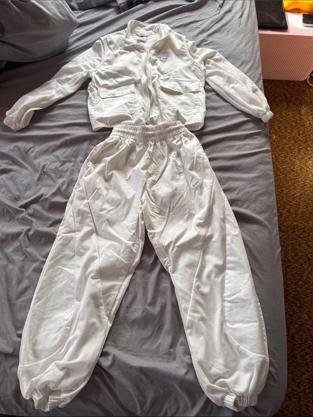 Nike Kids White Track Jacket and Joggers Set